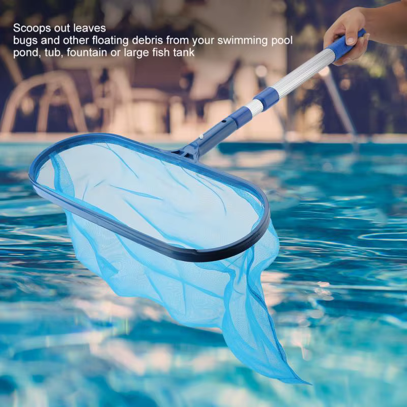 Filet de nettoyage de feuilles de piscine + poteau télescopique détachable pour Spa Koi étang à poissons