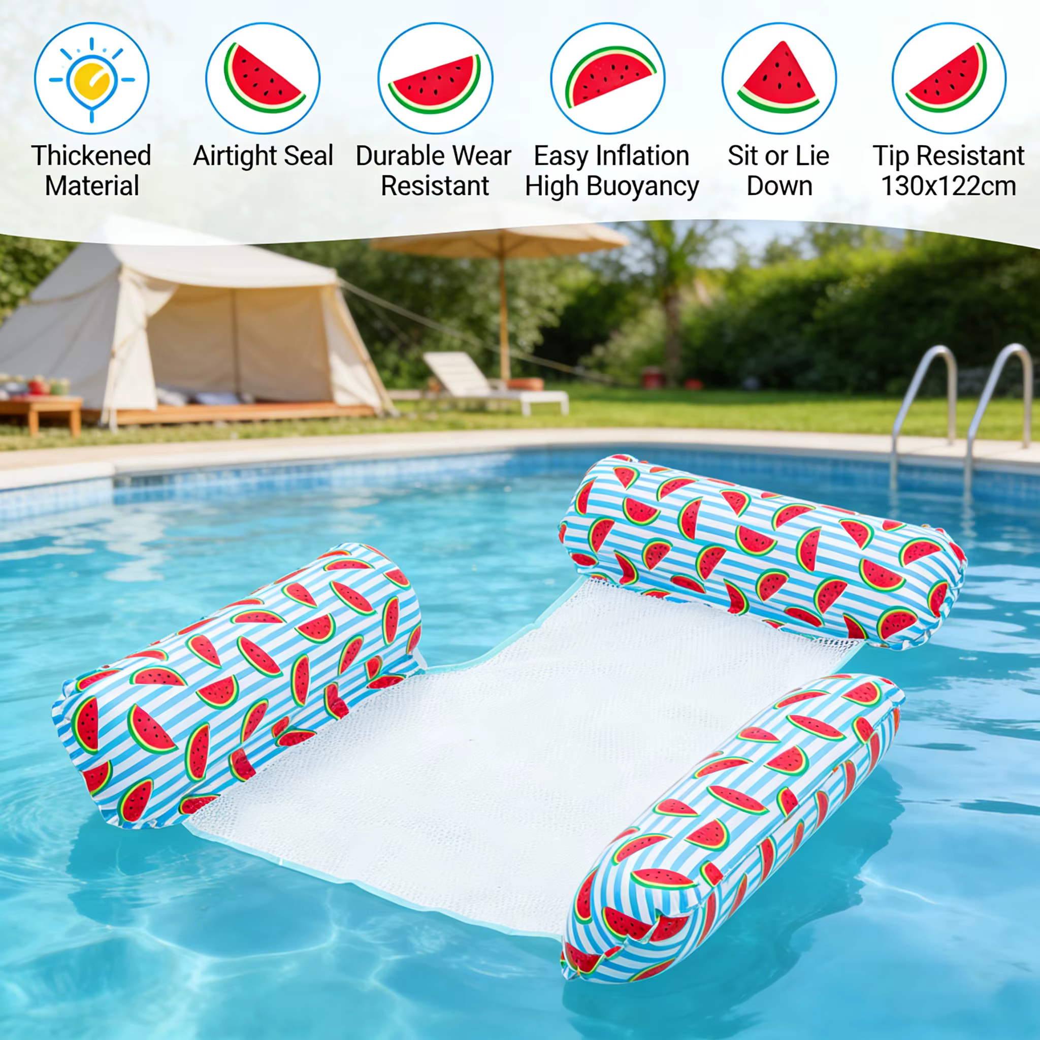 Hamac flottant gonflable 3 tubes pour piscine