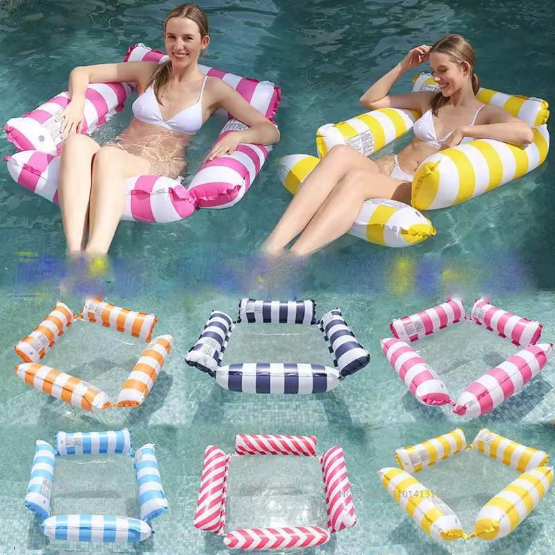 Nouveau Hamac à eau inclinable gonflable flottant matelas de natation mer anneau