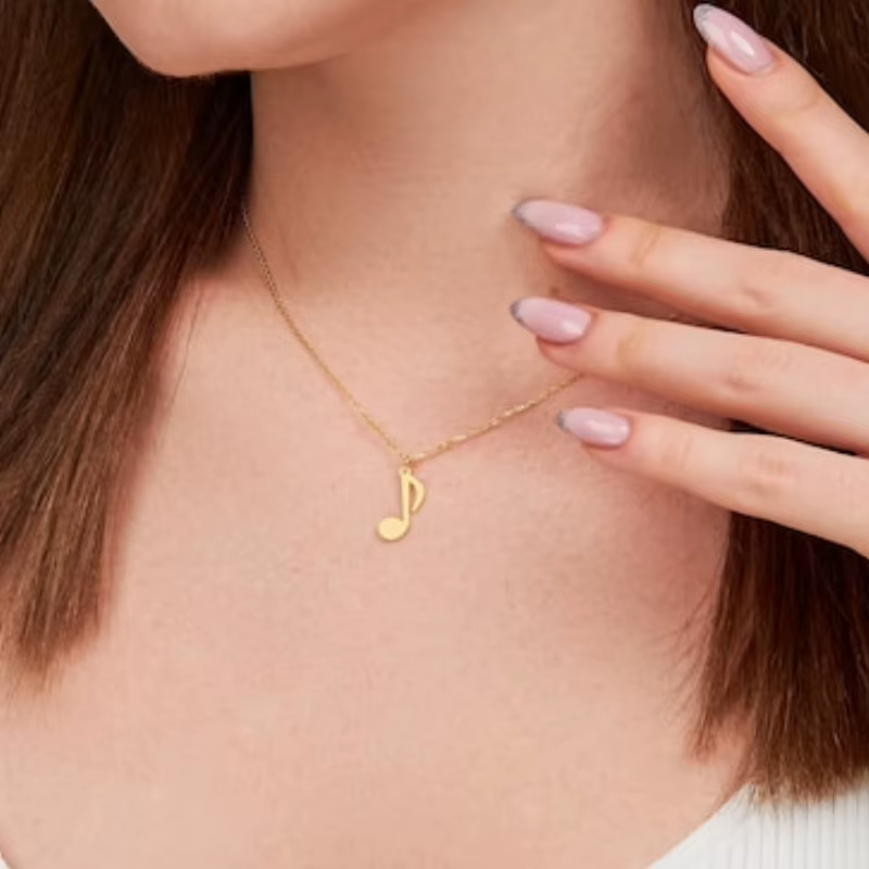Collier avec pendentif note de musique, chaîne en acier inoxydable, symbole musical, cadeau pour femme et homme, bijoux en acier inoxydable, vente en gros, nouveauté