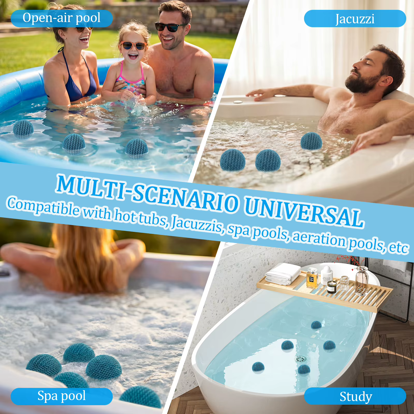 Lot de 6 boules anti-salissures pour spa et piscine