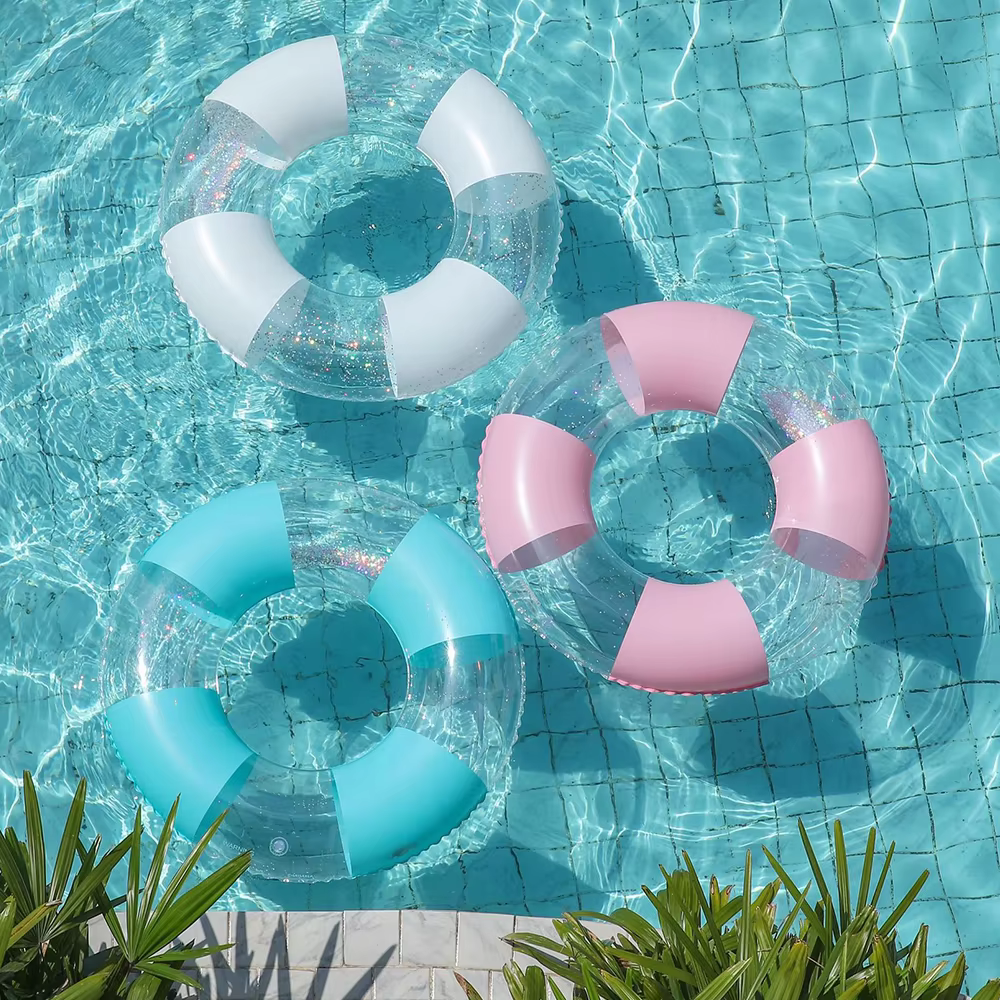 Bouée de piscine rétro à rayures