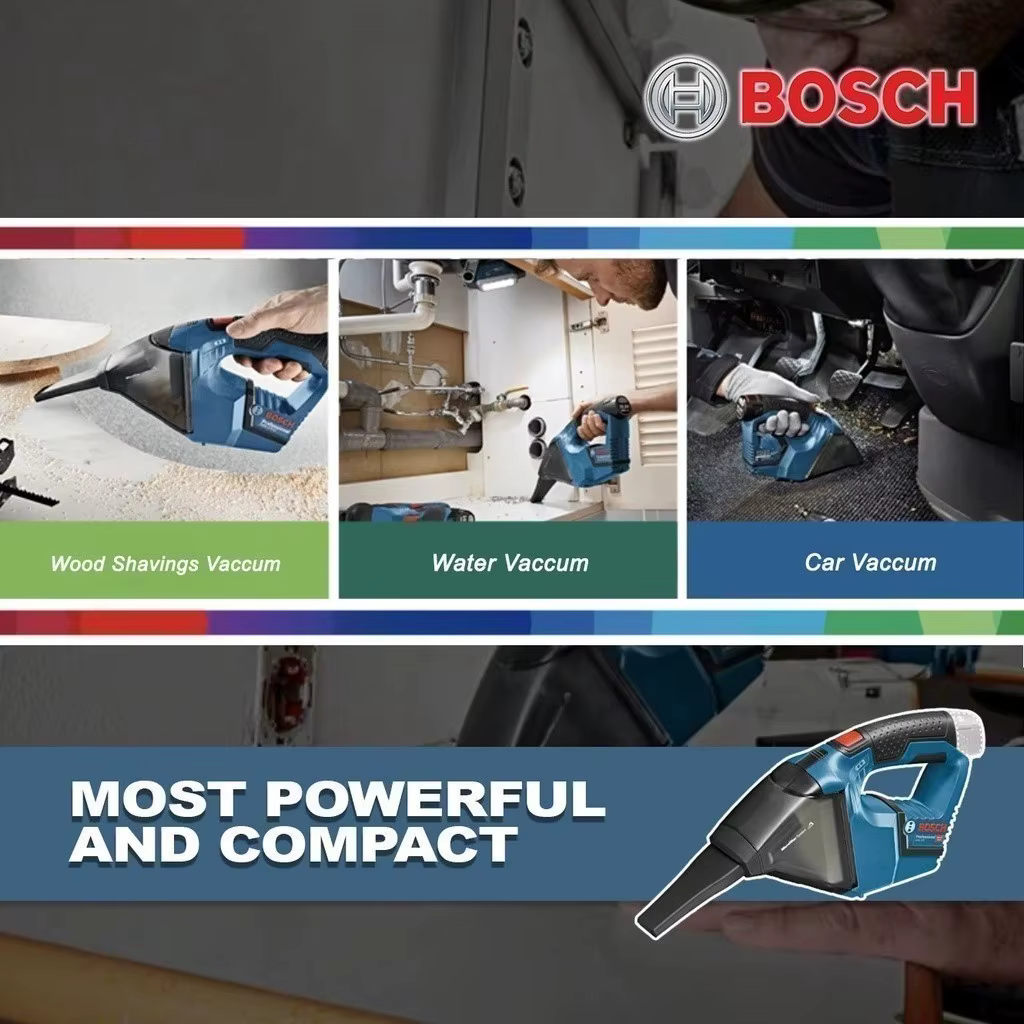 Bosch GAS 12V-LI Aspirateur à main sans fil 12V professionnel avec batterie lithium-ion rechargeable, outil léger pour éliminer la poussière