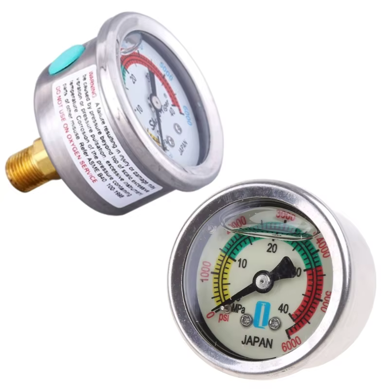 Manomètre de filtre de piscine rempli de liquide de taille 2 "en acier inoxydable pour boîtier 40mpa