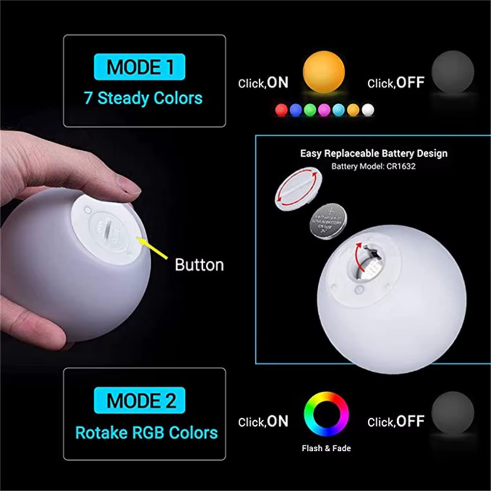 2 pièces 1pc RGB flottant piscine lumière 3 pouces 7.8cm RGB couleur changeante LED