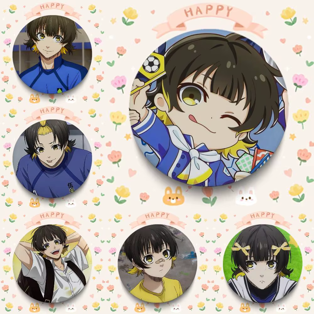 1 pièce Badges M-meguru Bachira Kawaii Mignons, ronds de 25, 32, 44, 58, 75 mm, épingles de cosplay, décorations de sac, cadeaux pour fans, collection, amis, broches, souvenirs