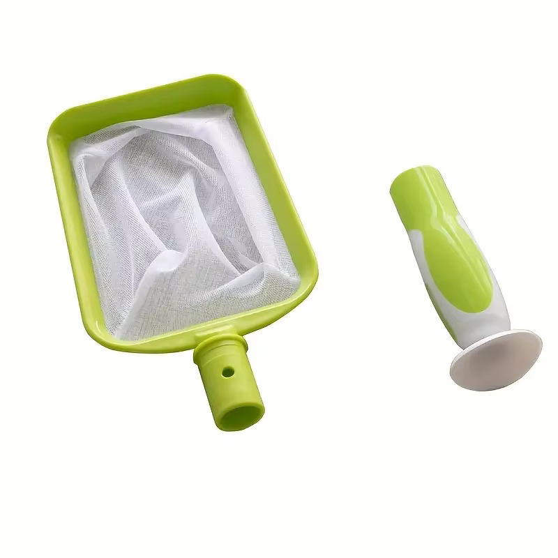 Filet de nettoyage de piscine portable vert – Poignée ergonomique et maille durable