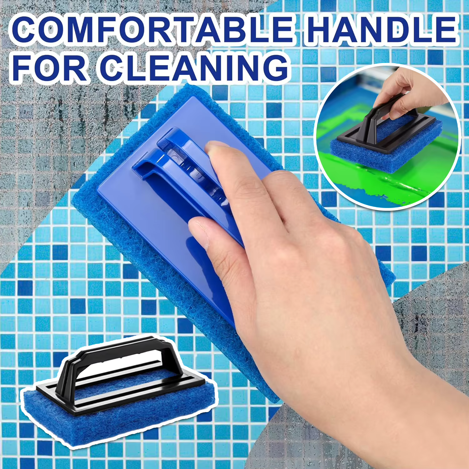 Brosse éponge de nettoyage pour piscine Jacuzzi avec manche