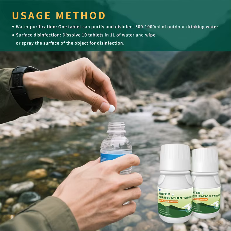 2 bouteilles de comprimés de purification d'eau (500 comprimés/bouteille) - 2L