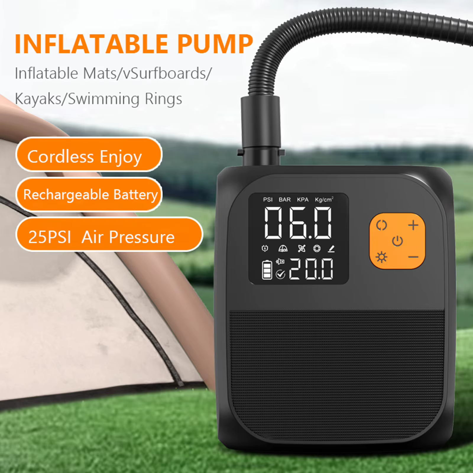 Pompe électrique pour planche à pagaie, rechargeable, portable, 25 PSI, pour planches à pagaie gonflables, kayaks, bateaux