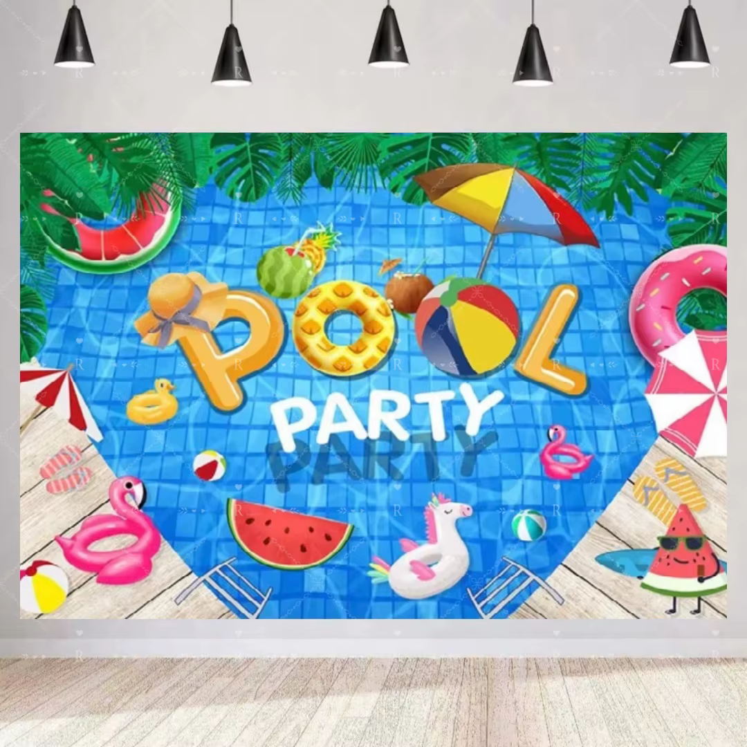 Décorations de fête d'anniversaire sur le thème de la piscine pour l'été