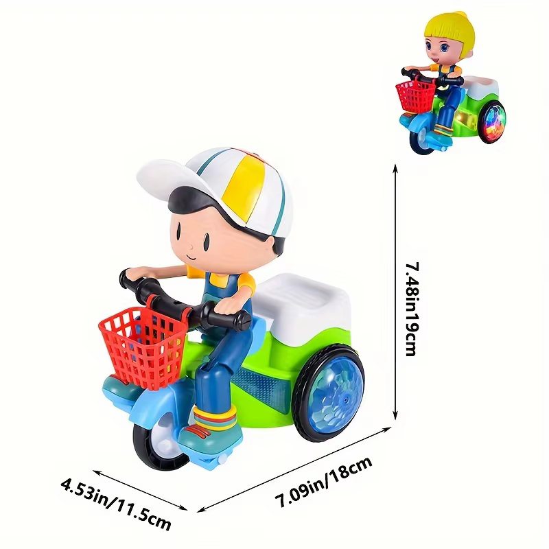 Jouets Robot pour enfants, voiture de cascade rotative, Tricycle électrique dansant, moto, jouet de dessin animé, jouet interactif avec lumière musicale