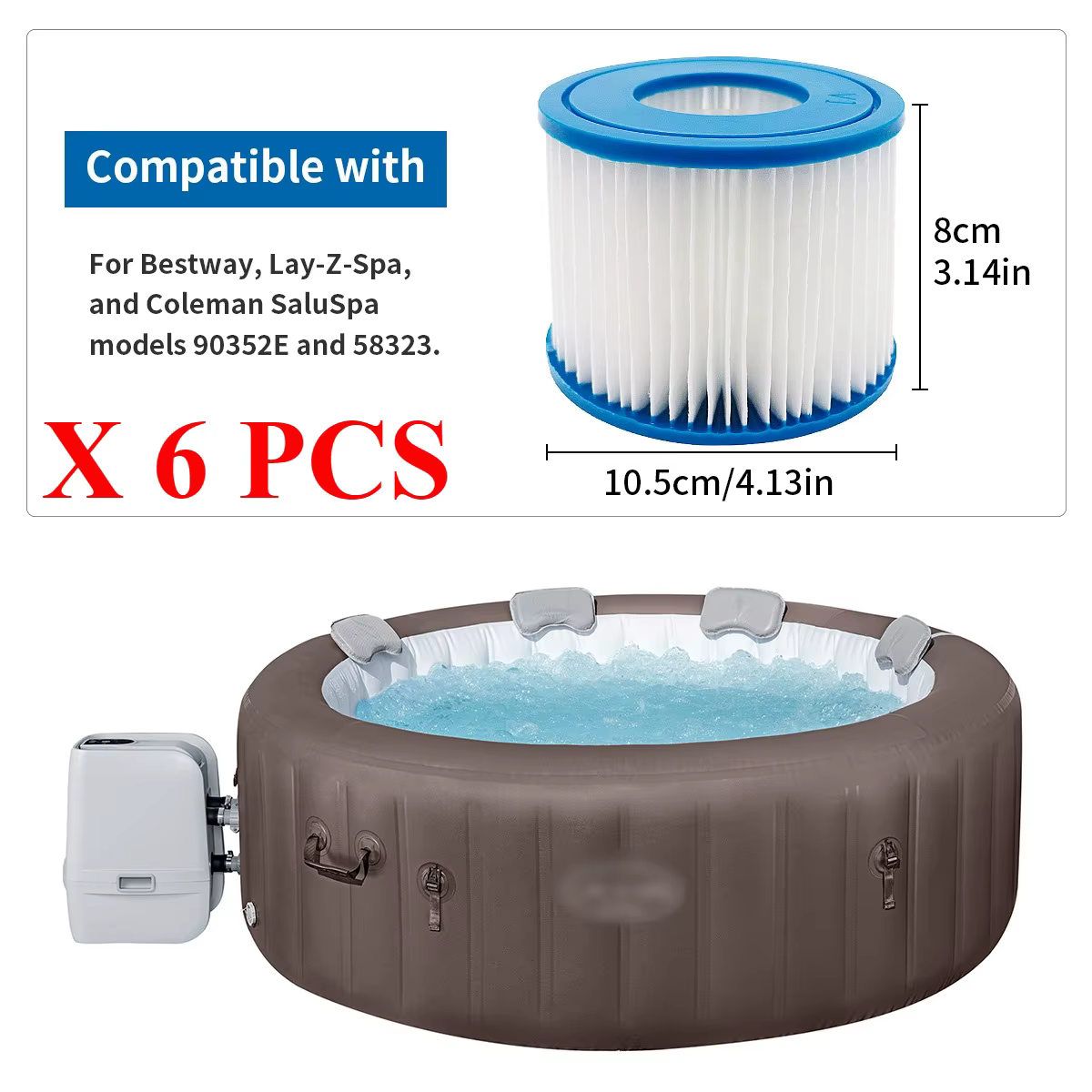 Convient pour Bestway 58323 Flowclear Lay-Z Spa Miami Las Vegas Palm Springs piscine spécifique VI filtre