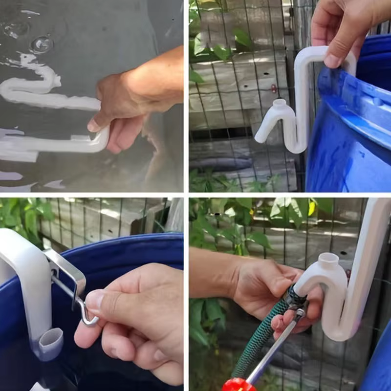 Tuyau de siphon auto-amorçant sans perçage pour transfert et évacuation d'eau de pluie
