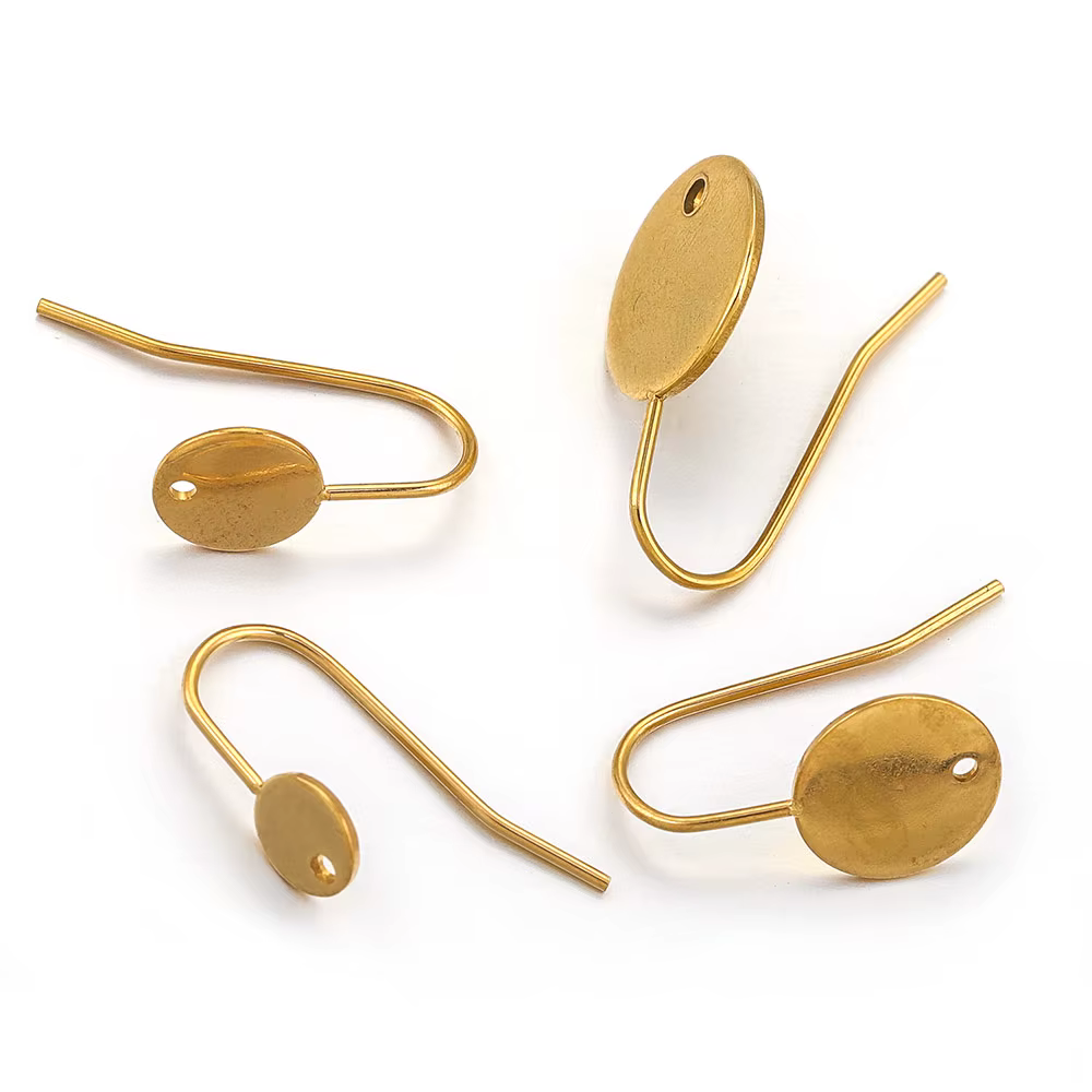 Boucles d'oreilles rondes plaquées or en acier inoxydable, 10 pièces, pour bricolage, fabrication de bijoux faits à la main pour femmes, accessoires, matériaux, vente en gros