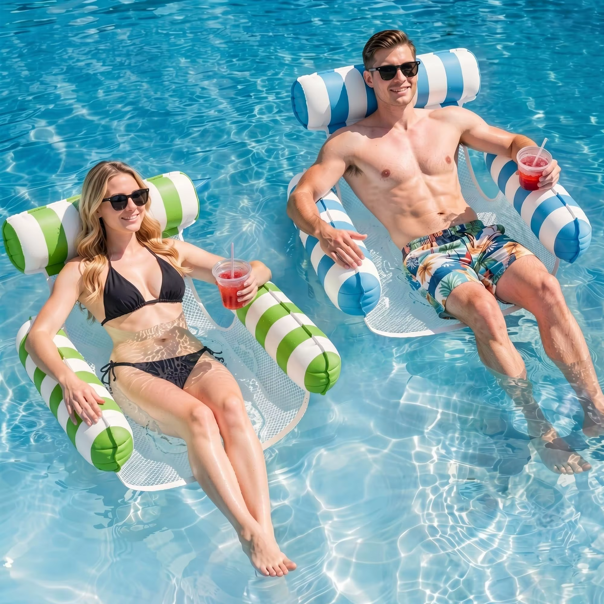 Chaise longue gonflable portable pour l'été