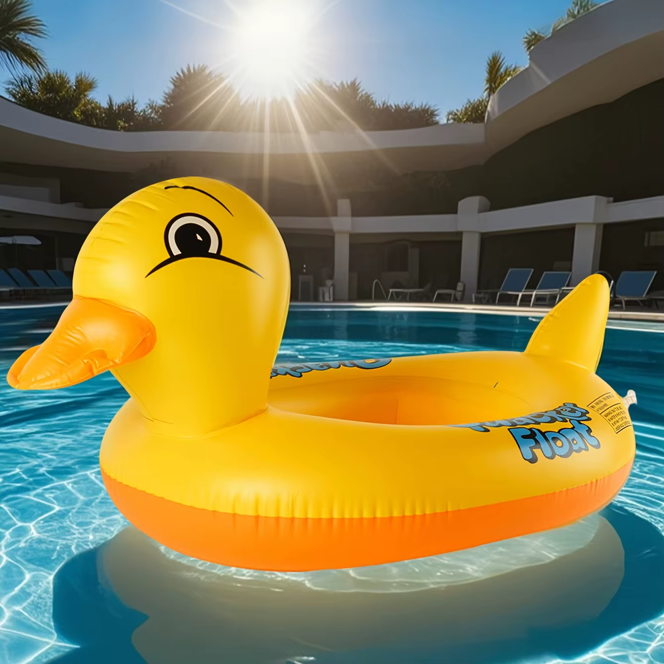 Flotteur de piscine en forme de canard avec siège de sécurité