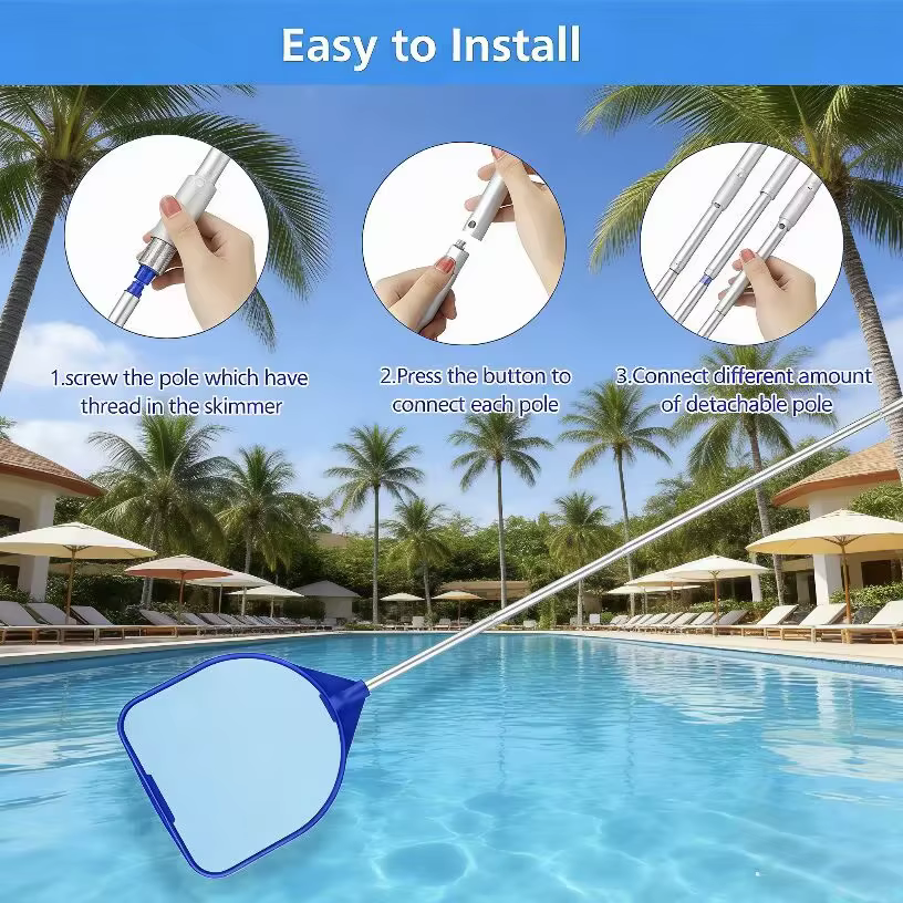 Écumoire de piscine robuste avec 5 tiges de connexion