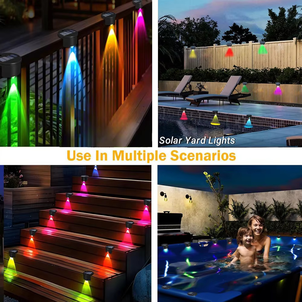 Lumières latérales de piscine à énergie solaire colorées pour piscines creusées lumière décorative extérieure étanche pour Patio de jardin