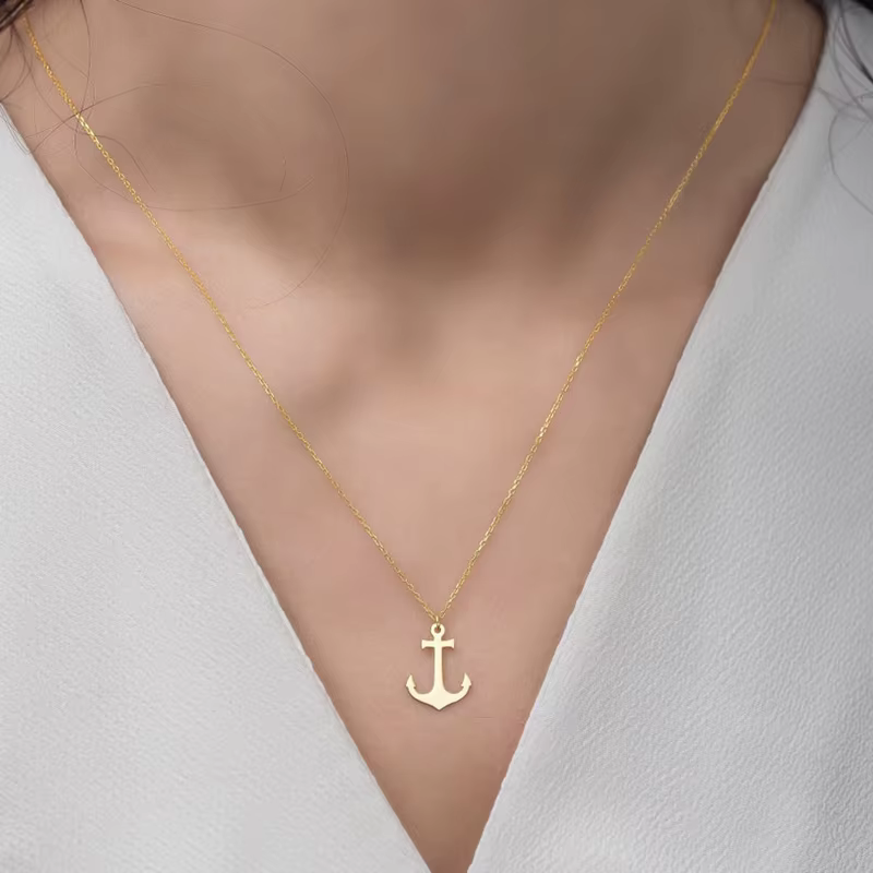 Collier en acier inoxydable pour femmes et hommes, style Hip Hop Punk, pendentif géométrique ancre de mer, ras du cou, Bijoux minimaliste, cadeaux de fête