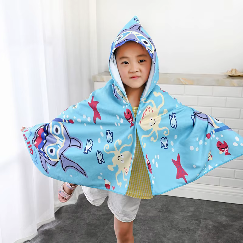 Serviettes de bain à capuche imprimées pour enfants