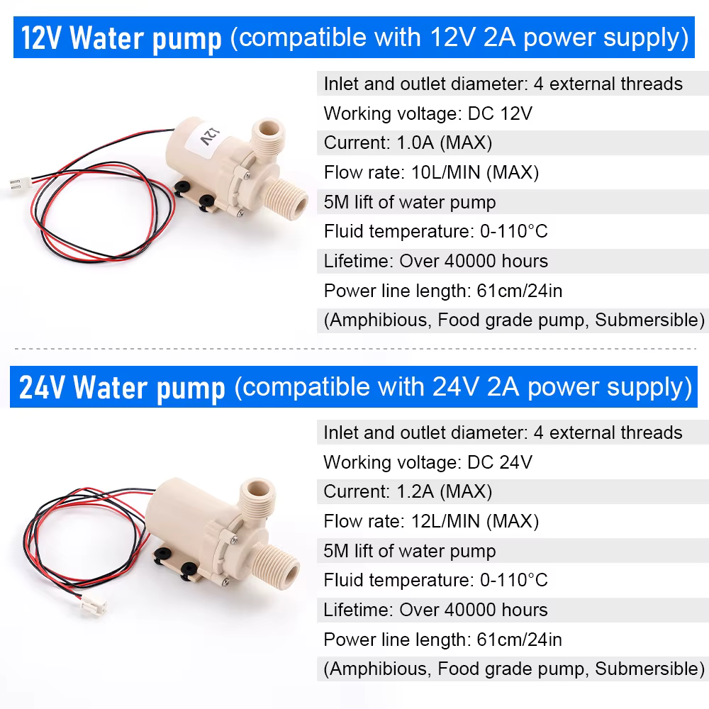 Pompe à eau solaire DC 12V/24V 5M