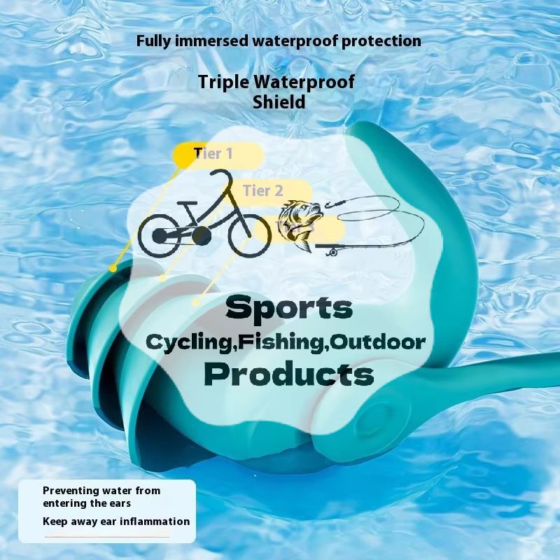 Bouchons d'oreilles de natation en silicone avec cordon