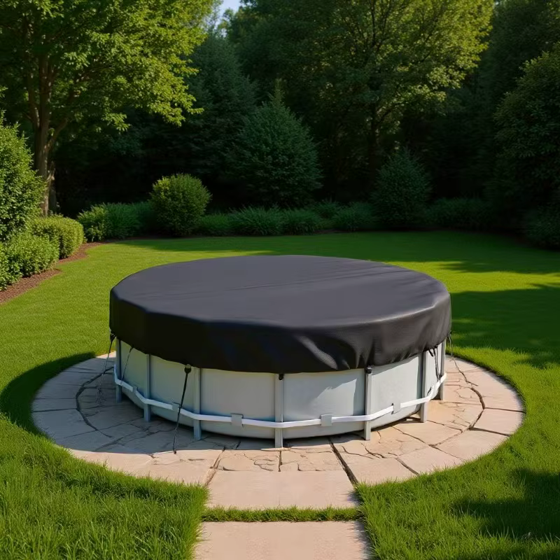Couverture de piscine ronde noire en tissu Oxford durable
