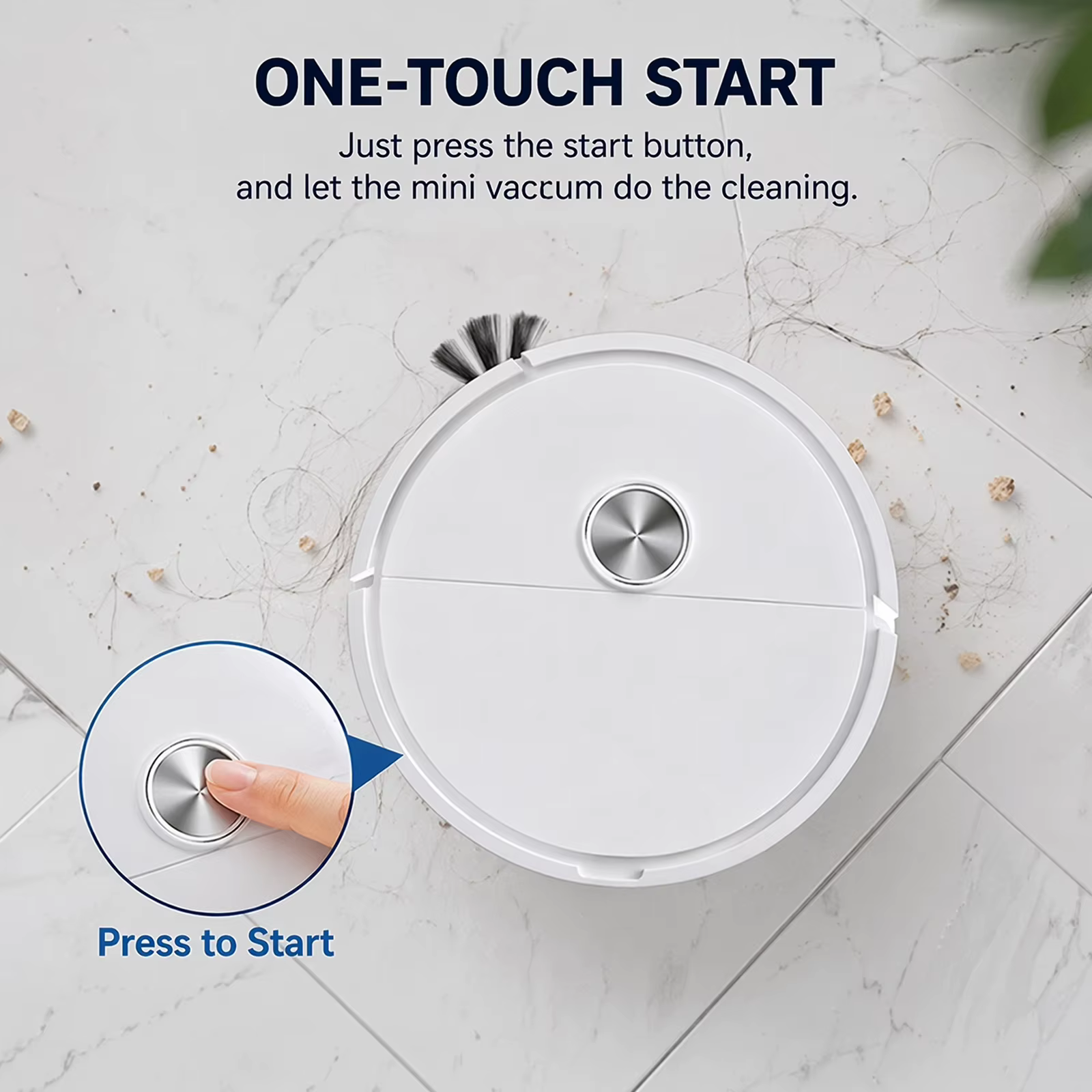 Mini aspirateur robot 3 en 1, machine de nettoyage intelligente avec évitement automatique des obstacles, facile à utiliser pour les poils d'animaux, les sols durs et les tapis