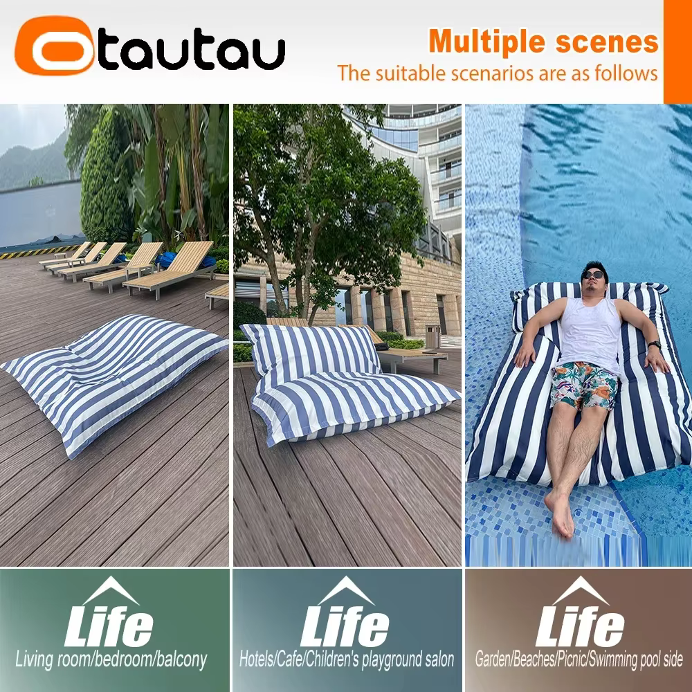 OTAUTAU 140x180 cm Housse de pouf flottante pour piscine DD096【Pas de remplissage! Besoin d'acheter