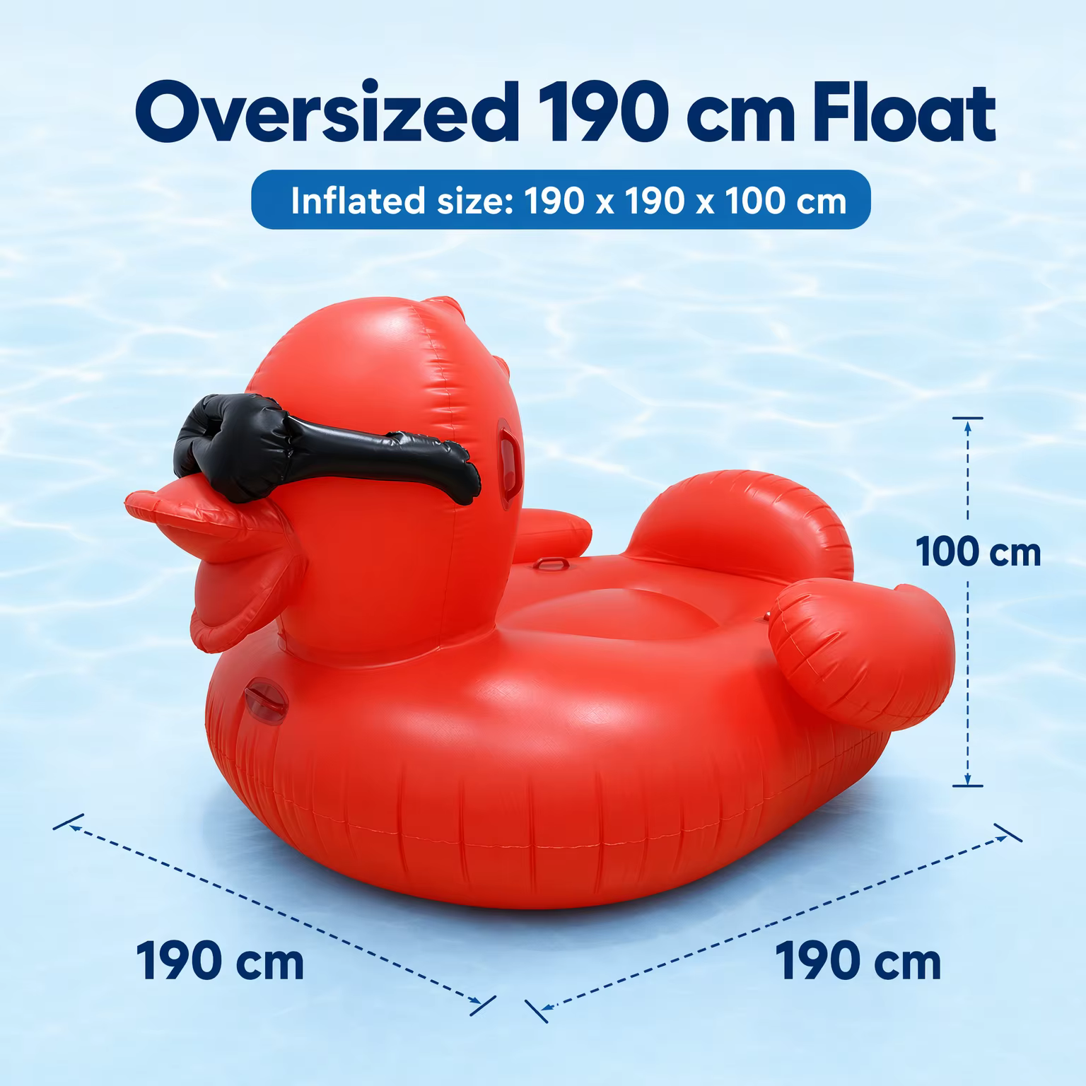 Grande flotteuse gonflable en forme de canard rouge pour piscine