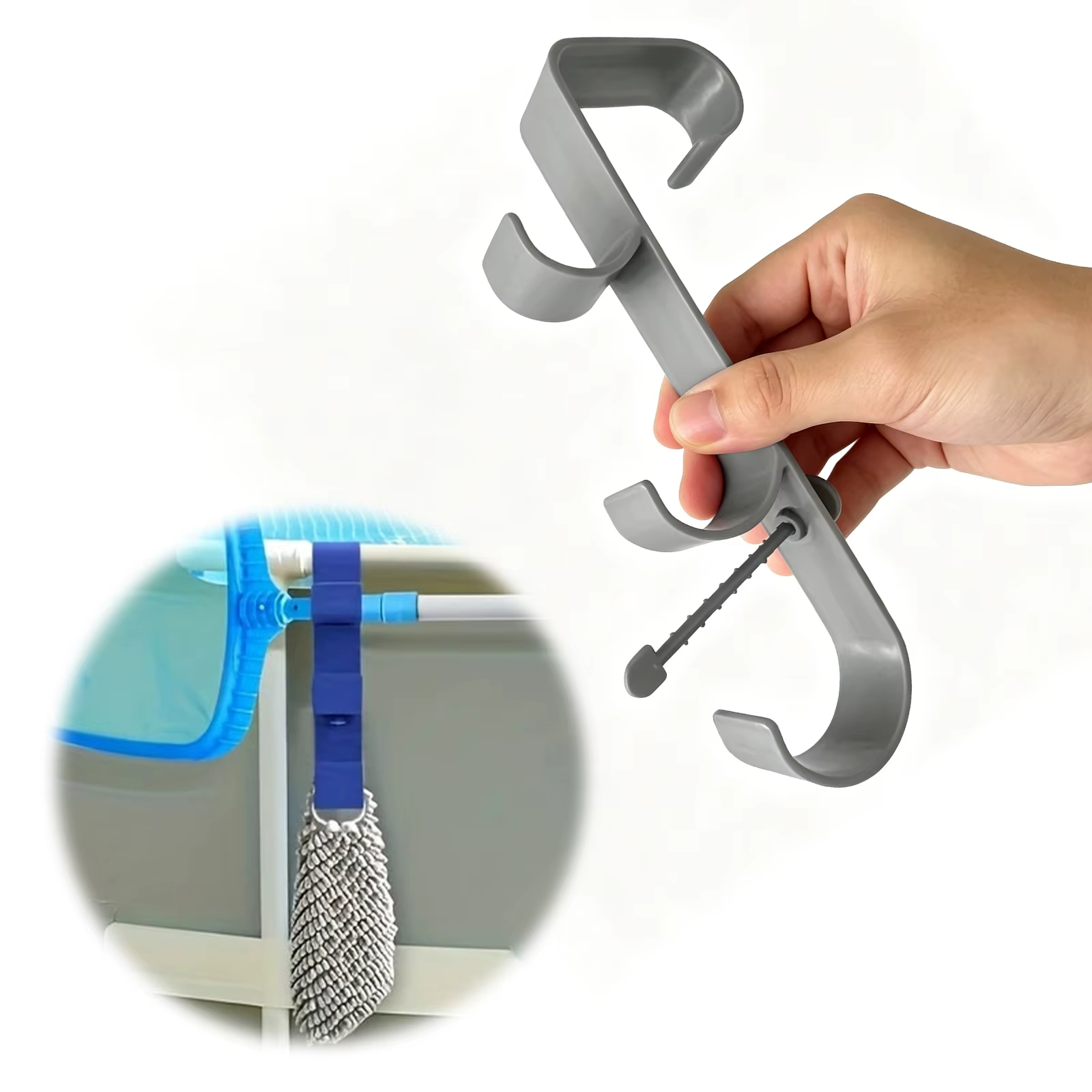 Lot de 2 supports multifonctionnels pour épuisette à feuilles de piscine et brosse