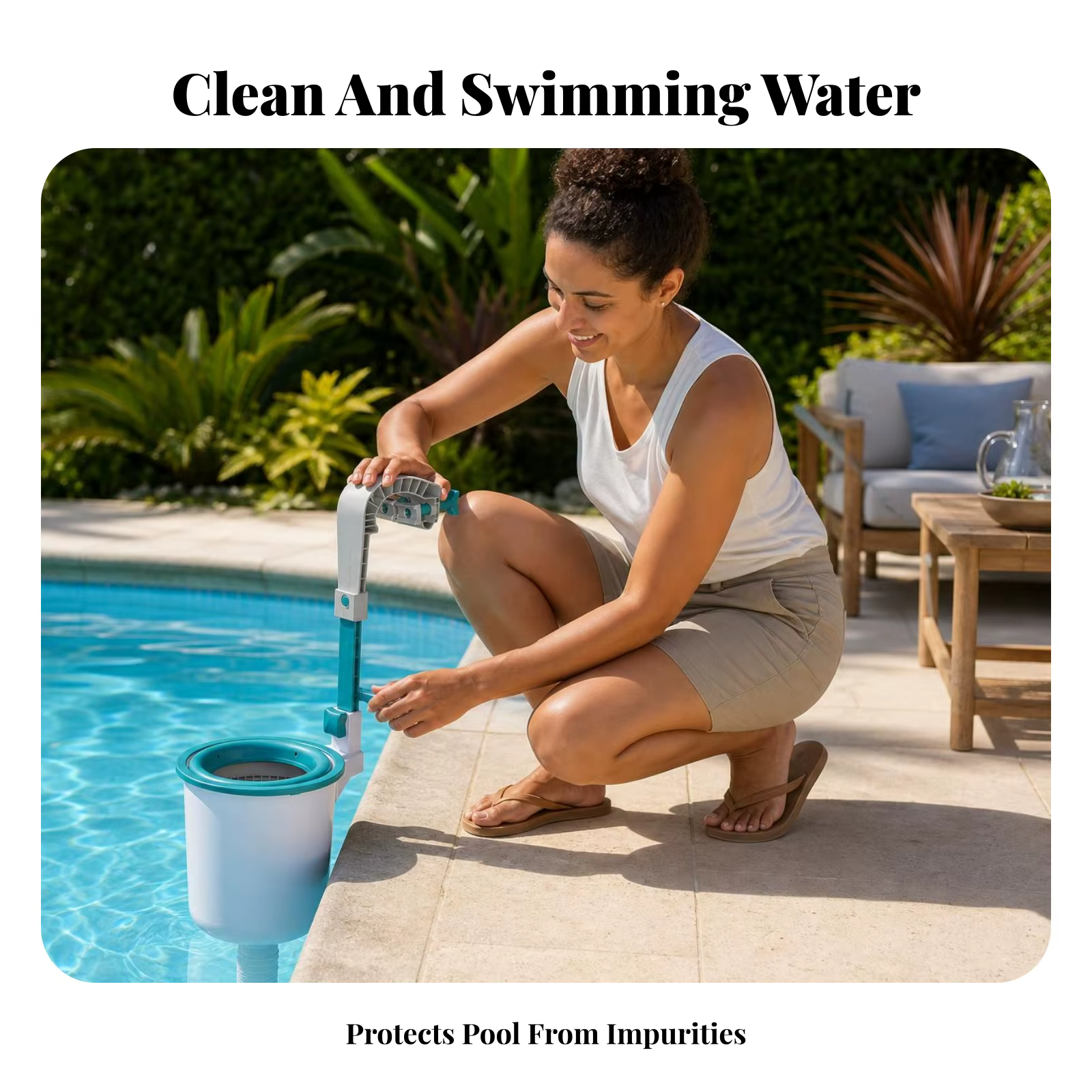 Épuisette de piscine à fixation par pince