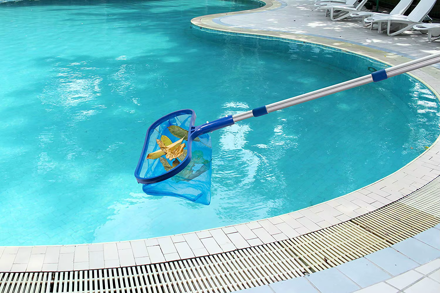 Filet de nettoyage de feuilles de piscine + poteau télescopique détachable pour Spa Koi étang à poissons