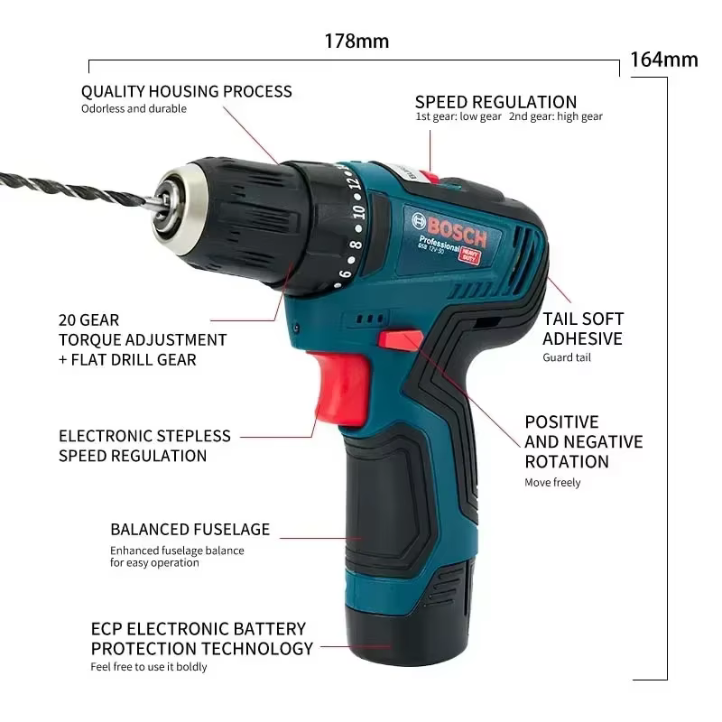 Perceuse électrique professionnelle Bosch-GSB 12V-30, visseuse sans fil, robuste, multifonctionnelle, pour la maison, tournevis, bricolage
