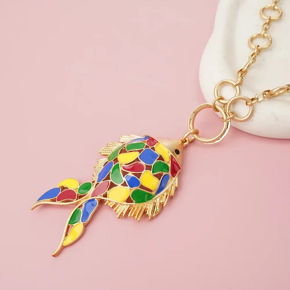 Collier poisson en acier inoxydable, accessoires à la mode, pendentif document, style bohème, livraison gratuite