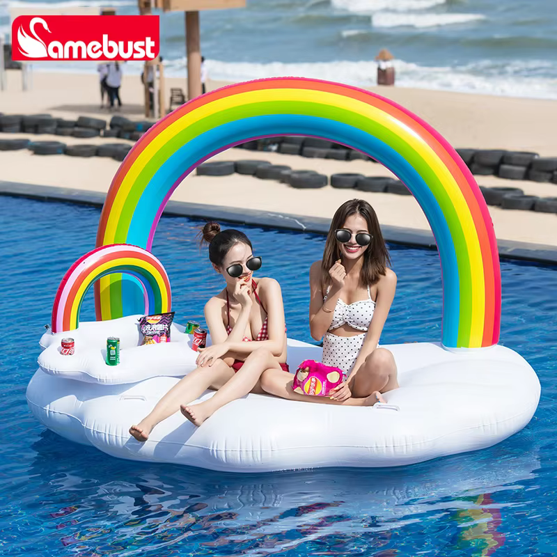 Camebust Bouée Gonflable Arc-en-ciel Flottant pour Piscine, Décoration de Fête
