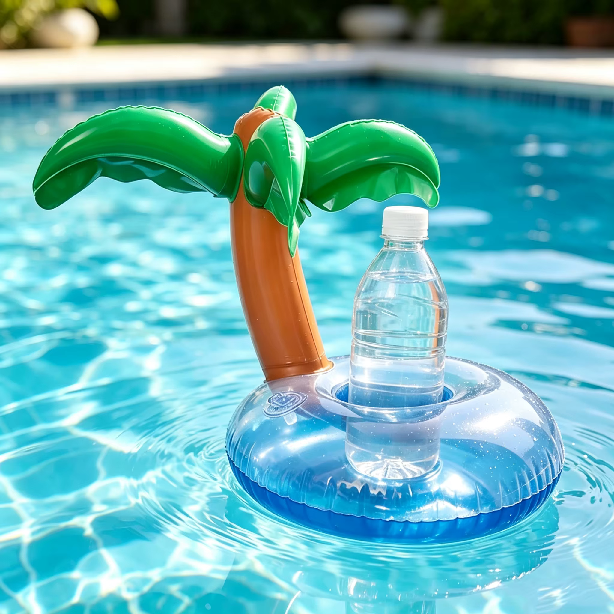 Porte-gobelet flottant gonflable en forme de palmier, flotteur pour boissons, pour piscine, plage, fête d'été, jouet aquatique d'extérieur