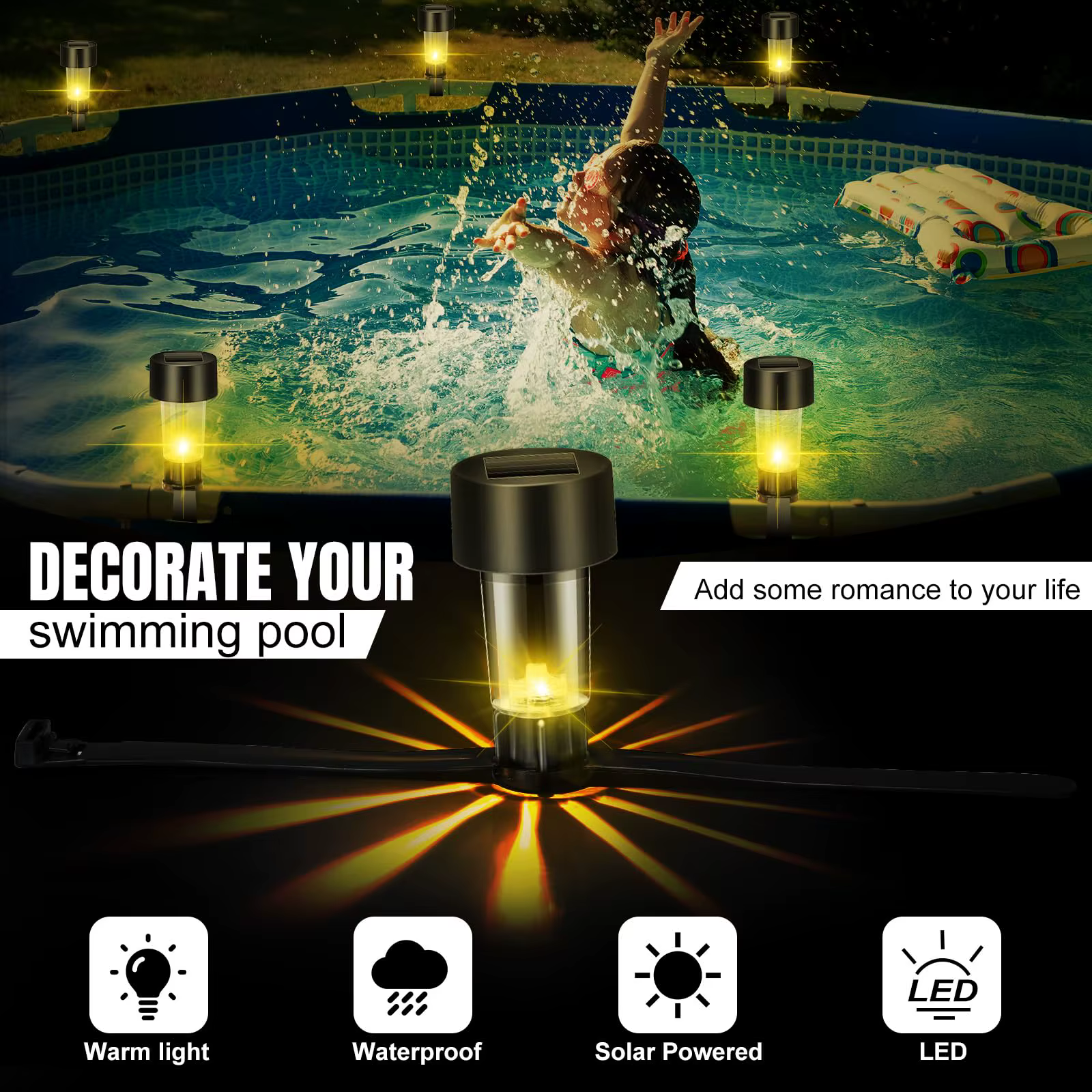 Lampes solaires de piscine 6 pièces