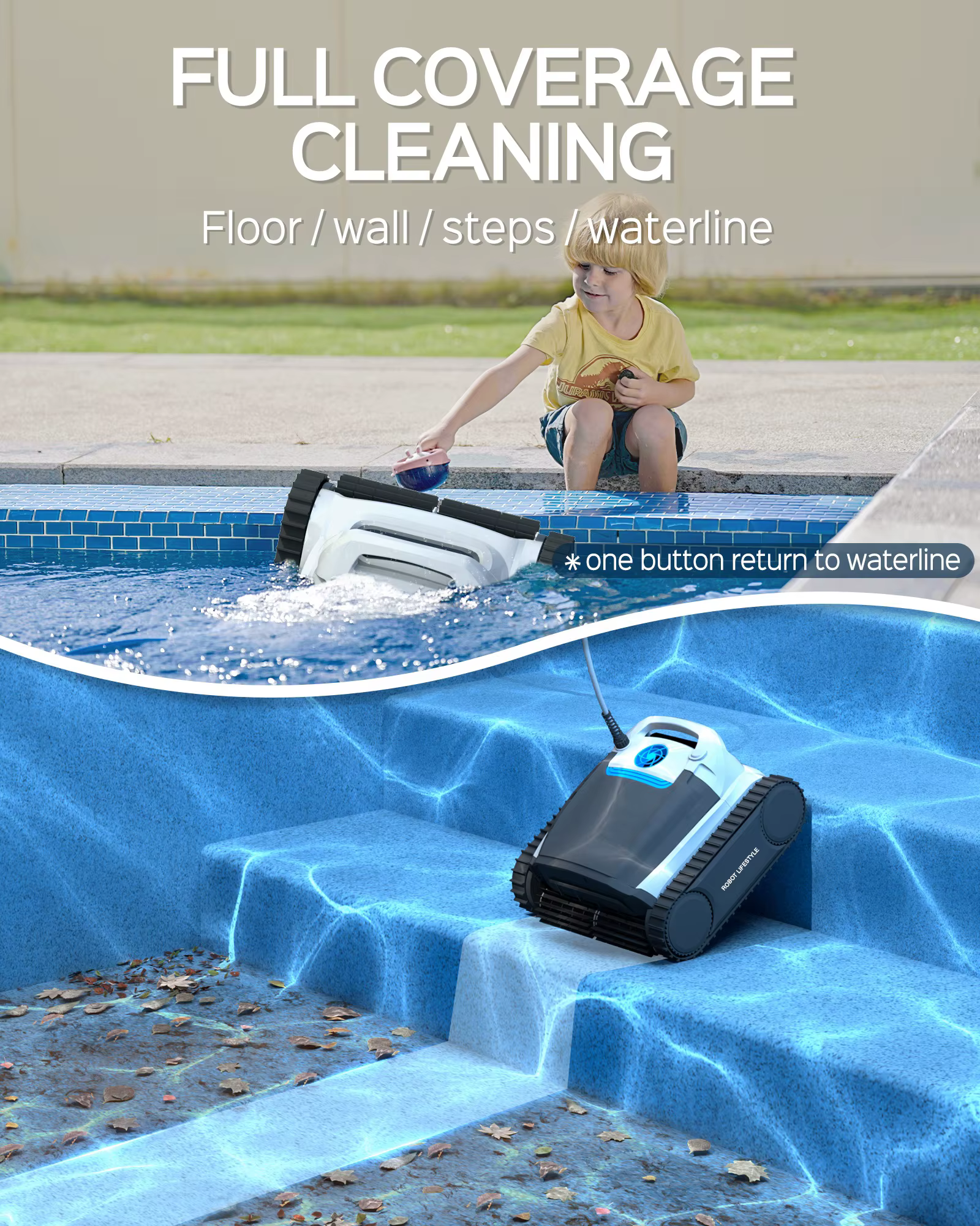 Aspirateur de piscine avec câble flottant de 18m