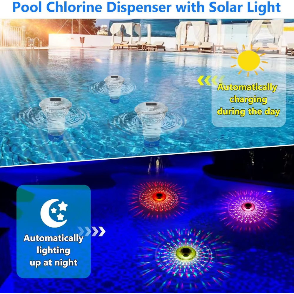 Lumière solaire flottante de chlore de piscine