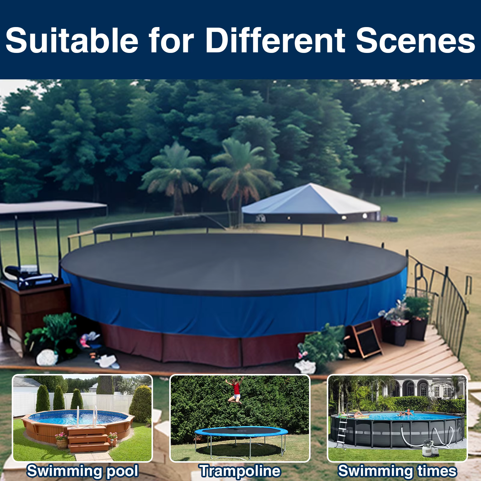 Couverture de piscine ronde de 18 pieds en tissu Oxford