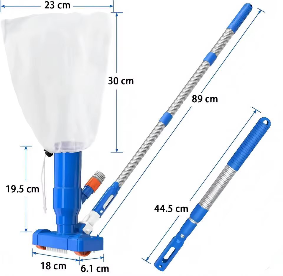 Aspirateur de piscine subaquatique portable 40 pouces avec brosse