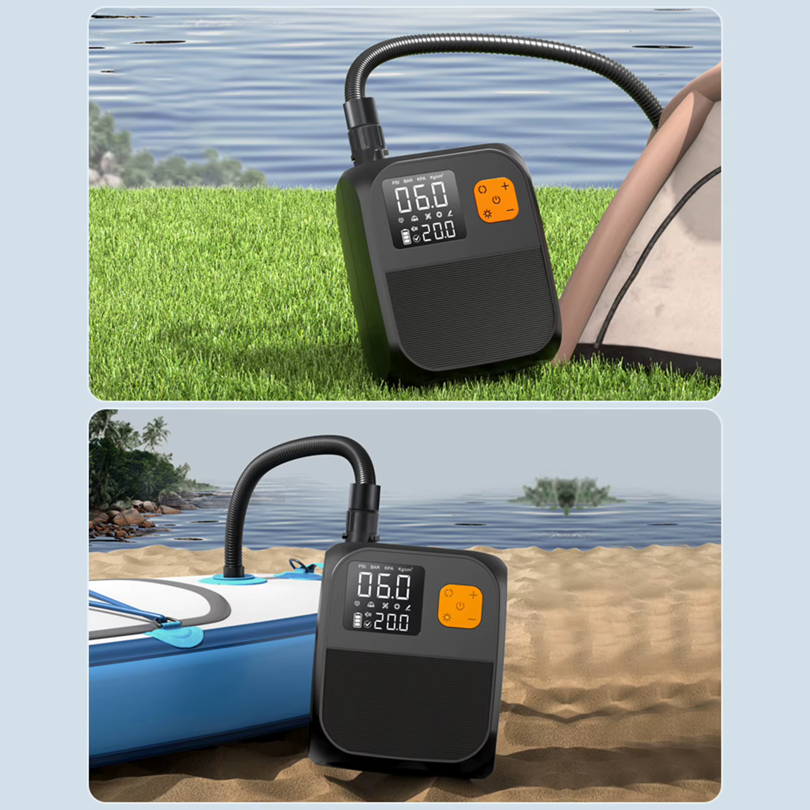 Pompe électrique pour paddle board 25 PSI, pompe électrique portable pour paddle board gonflable, kayaks, bateaux, pompe à air 25 PSI