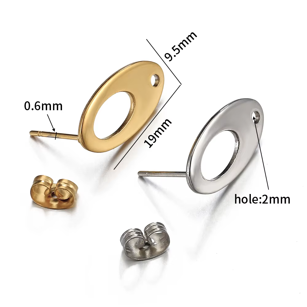 Clous d'oreilles en acier inoxydable, 10 pièces, Surface lisse, Base de boucle d'oreille avec trou pour pendentif, bricolage, fabrication de bijoux, accessoires, fournitures