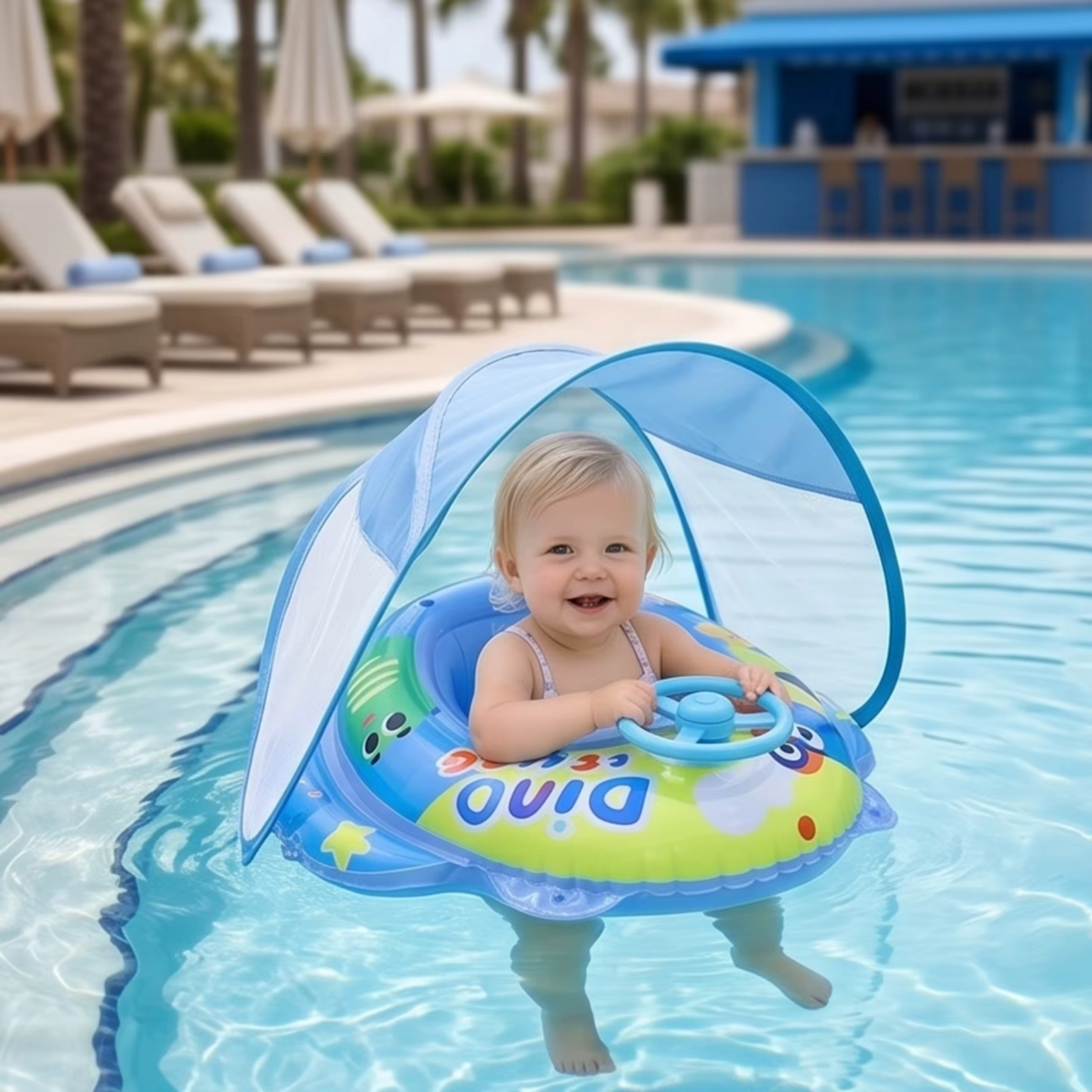 Piscine gonflable pour bébé en PVC amélioré avec auvent et siège anti-basculement