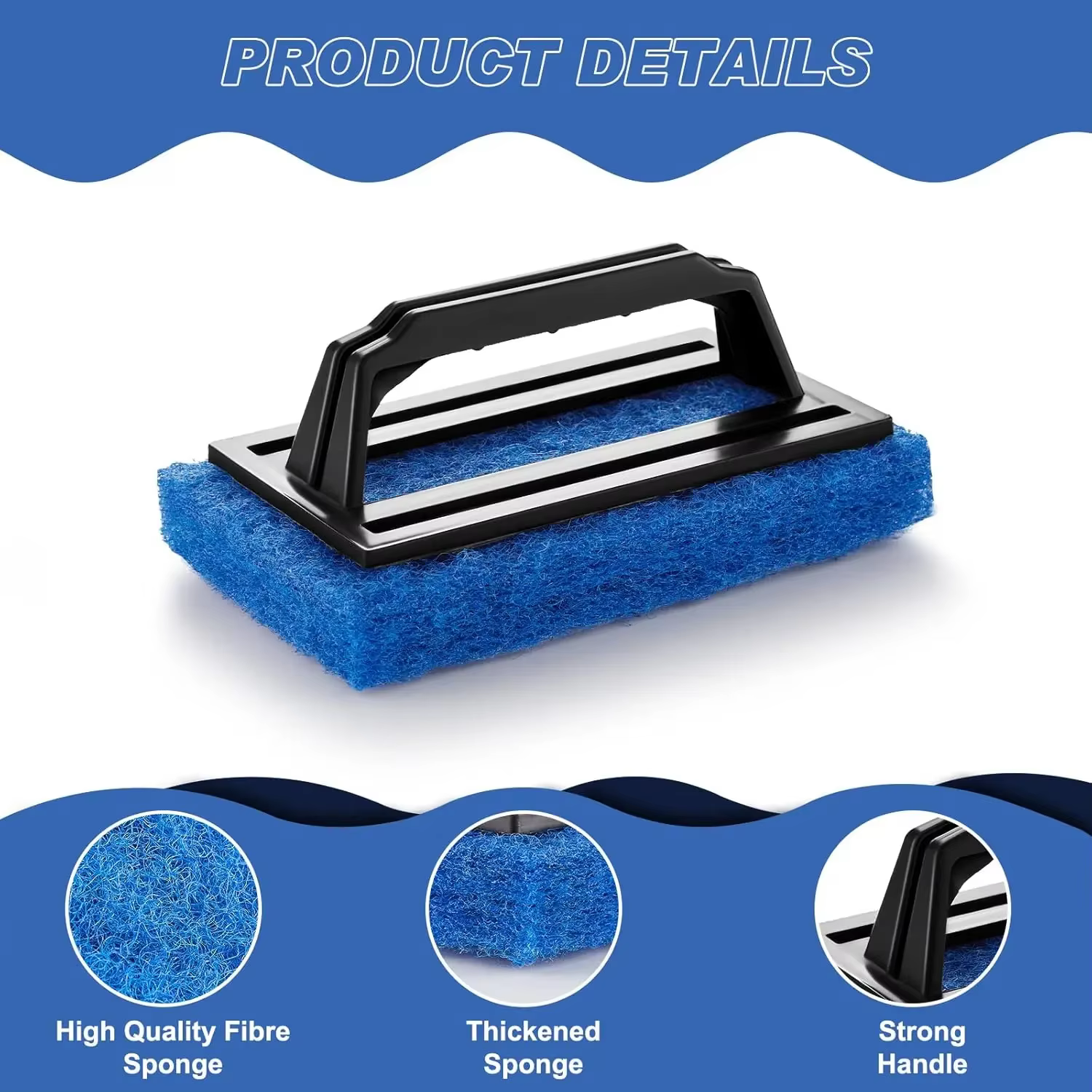 Brosse éponge de nettoyage pour piscine Jacuzzi avec manche