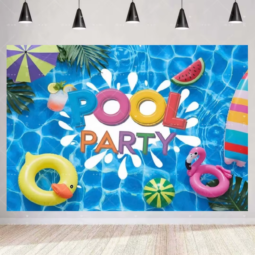 Décorations de fête d'anniversaire sur le thème de la piscine pour l'été
