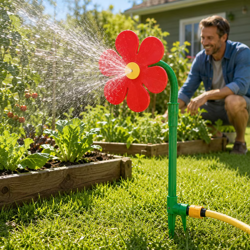 Arroseur de jardin en forme de tournesol dansant, pulvérisation d'eau rotative à 360° avec connecteur de tuyau pour l'arrosage des pelouses, des jardins, des patios et des plantes