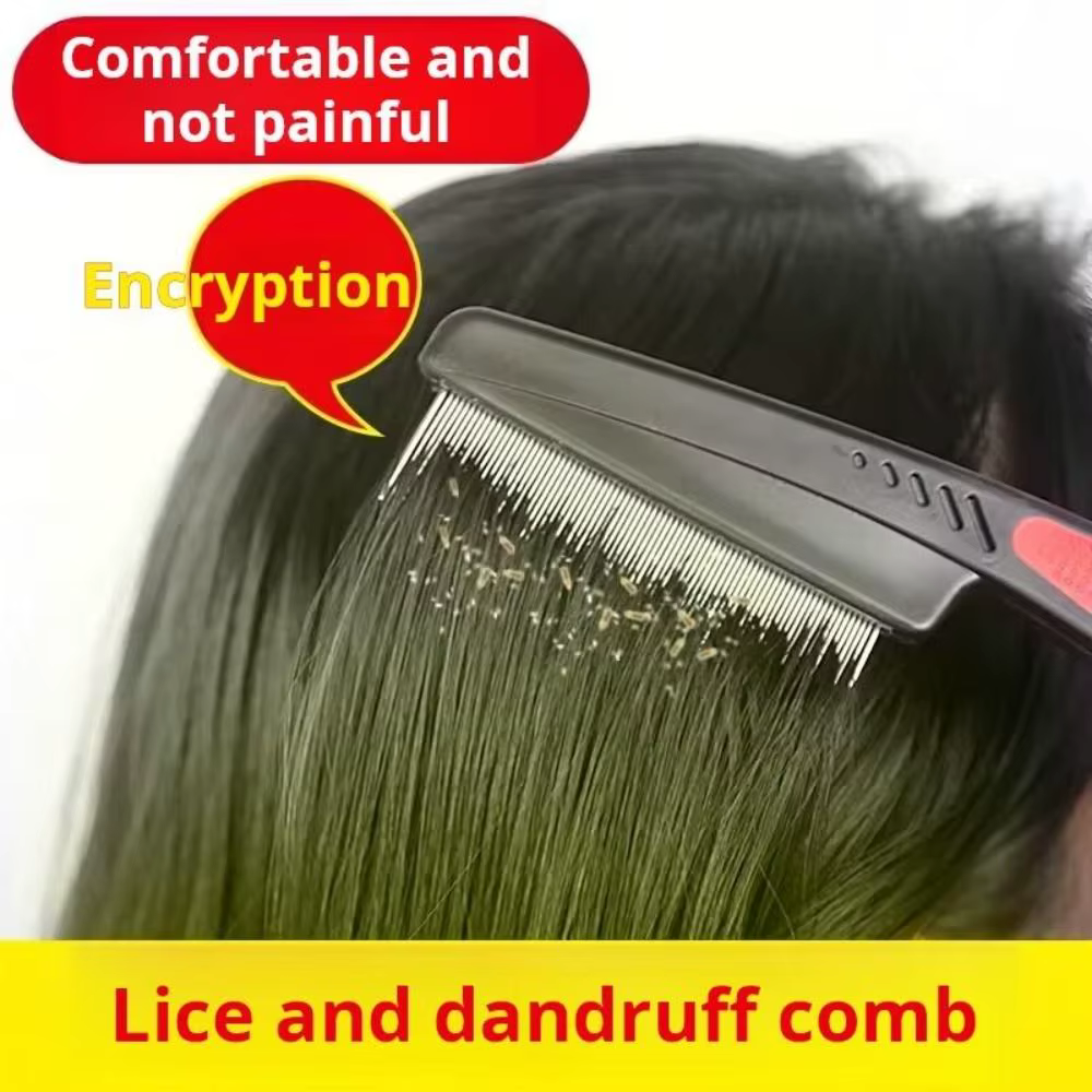 Peigne anti-lentes à poignée antidérapante, à dents fines, pour éliminer les pellicules et les puces sans douleur, peigne nettoyant pour le cuir chevelu, peigne à cheveux